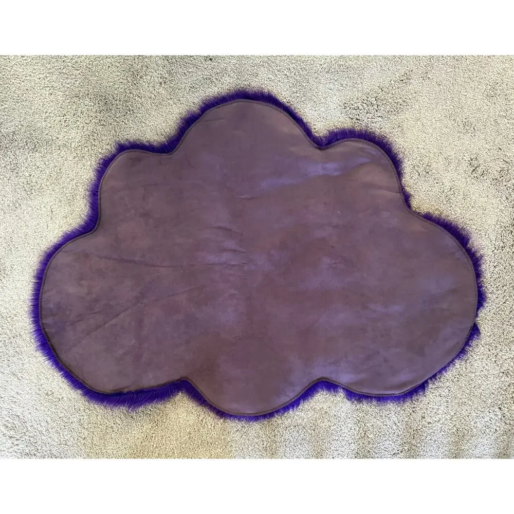 Vibrant Purple Cloud Shaped Faux Fur Fluffy Sheepskin Accent Rug